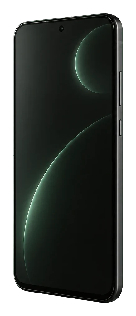 A floating black Android phone with a dark glass screen